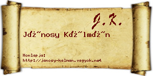 Jánosy Kálmán névjegykártya