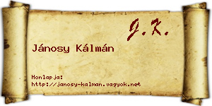 Jánosy Kálmán névjegykártya